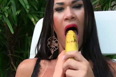 ladyman Masturbates With A Banana And A giant sextoy