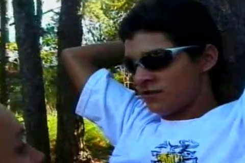 young blonde Transvestite Is poked In The ass below A Tree