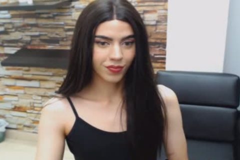 Seductive brunette tranny Hard upright penis