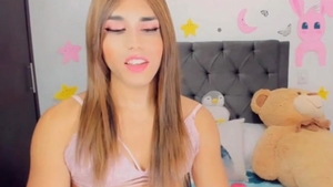 tranny With blonde Hair Jerking Her penis