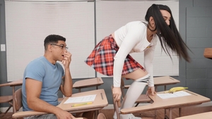 Trans Angels: Tattooed Stud Jerks Off in Class